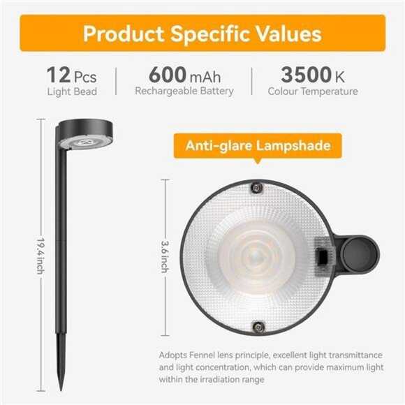 8 Pack Solar Pathway Lights Outdoor, 12 Brighter LED Solar Lights Outdoor - Picture 5 of 7